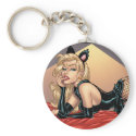 Sexy Bad Kitty with Stockings Pinup Girl by Al Rio keychains