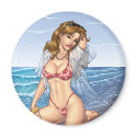 Sexy Bikini Beach Pinup Girl Art by Al Rio magnets