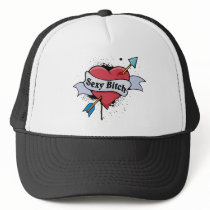 Sexy Bitch Tattoo Heart Design Mesh Hats