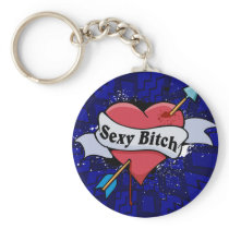 Sexy Bitch Tattoo Heart Design Keychain