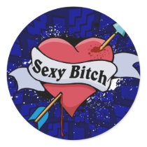 Sexy Bitch Tattoo Heart Design Stickers