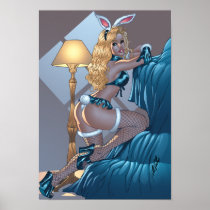 Sexy Blonde Lingerie Bunny Pinup Girl by Al Rio