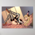 Sexy Blonde Lingerie Girl with Feather by Al Rio posters
