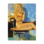Sexy Blonde Pinup Girl in a Bikini Crossed Legs Post Card
