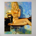 Sexy Blonde Pinup Girl in a Bikini Crossed Legs posters