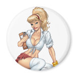 Sexy Blonde School Girl Pin-up by Al Rio magnets
