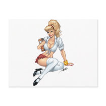 Sexy Blonde School Girl Pin-up by Al Rio Post Cards