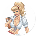 Sexy Blonde School Girl Pin-up by Al Rio stickers