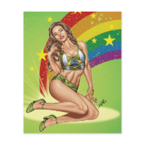 Sexy Brazilian Girl wearing  Brazil Flag + Rainbow Flyer Design