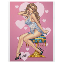Sexy Brunette Lingerie Pin-up Girl by Al Rio