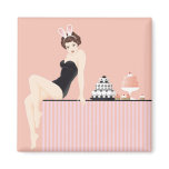 Sexy Bunny with Cakes Refrigerator Magnets