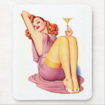 Sexy Classic Pinup Girl in Tan Stockings and Dress Mouse Pad