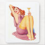 Sexy Classic Pinup Girl in Tan Stockings and Dress Mouse Pad