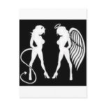 Sexy devil angel women post card