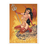 Sexy Devil Girl Customisable Pinup by Al Rio Post Card