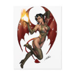 Sexy Devil Girl Pinup with Fire by Al Rio postcards