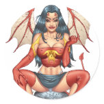 Sexy Devil saying Come Here by Al Rio Round Stickers