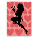 Sexy Devil Silhouette on Pink Leopard Hearts cards