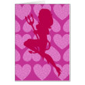 Sexy Devil Silhouette on Purple Leopard Hearts cards