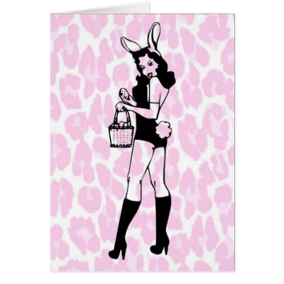 Sexy Easter Bunny on Pink Leopard Card by JuJuGarden