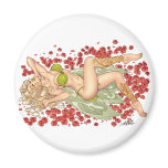 Sexy Elf Fairy in a Bed Of Red Roses by Al Rio magnets