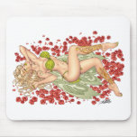 Sexy Elf Fairy in a Bed Of Red Roses by Al Rio mousepads
