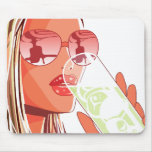 Sexy Girl With Drink & Shades mousepads