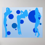 Sexy Girls in Cool Blue Stripper Sensual Tease posters
