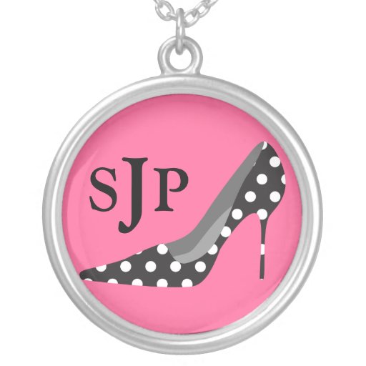 Sexy High Heels Monogram Initials Necklace {pink}