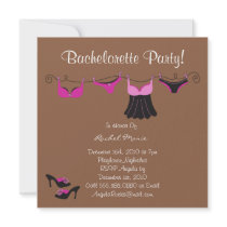 Sexy LINGERIE line Pink and Black Bachelorette Par Invitations