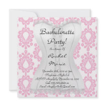 Sexy LINGERIE White on Pink Bachelorette Party Personalized Invitation