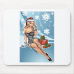 Sexy Ms Claus Santa's Wife in Lingerie by Al Rio mousepads