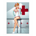 Sexy Nurse Pin-up Art Red Head by Al Rio t-shirts