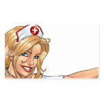 Sexy Nurse Pin-up pulling at Stockings by Al Rio business cards