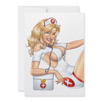Sexy Nurse Pin-up pulling at Stockings by Al Rio