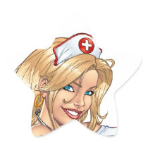 Sexy Nurse Pin-up pulling at Stockings by Al Rio