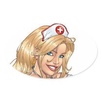 Sexy Nurse Pin-up pulling at Stockings by Al Rio