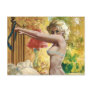 Sexy Pinup Girl in Silk Nightie Holding on Bedpost Postcard