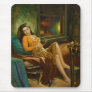 Sexy Pinup Girl Sitting at Home and Smoking Mouse Pad