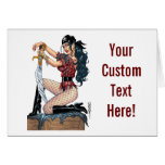 Sexy Pirate Pin-up Girl Customisable by Al Rio Greeting Card