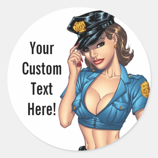 Sexy Police or Security Woman by Al Rio Round Stickers