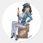 Sexy Police or Security Woman by Al Rio Round Stickers