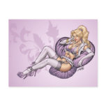 Sexy Purple Lingerie Pinup Girl by Al Rio postcards