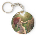 Sexy Red Head Cavewoman in jungle by Al Rio keychains