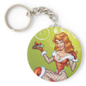Sexy Red Head Ms Claus, Santa's wife by Al Rio keychains
