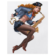 Sexy Red Head Saxophone Sax Player by Al Rio