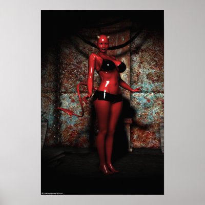 Sexy Red Hot Devil Woman Pin-Up Poster by darkdreams