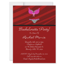 Sexy Red Zebra Stripes Cute Bachelorette Party Custom Invites
