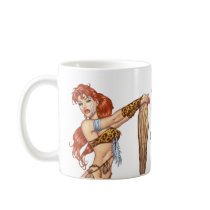Sexy Redhead Cavewoman Customisable Pinup - Al Rio Coffee Mugs