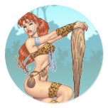 Sexy Redhead Cavewoman Customisable Pinup - Al Rio stickers